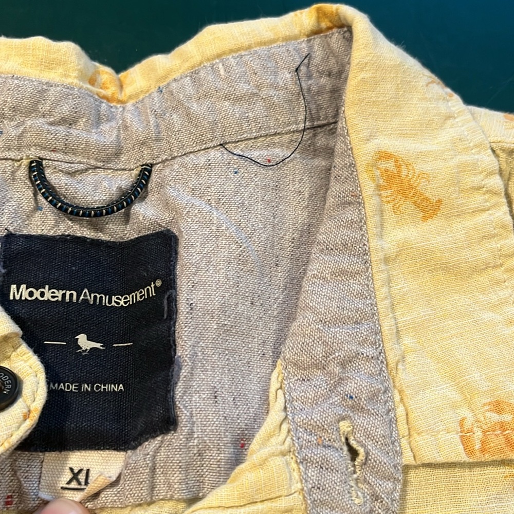 Yellow Crustacean Button Up Tee - Picture 4 of 5